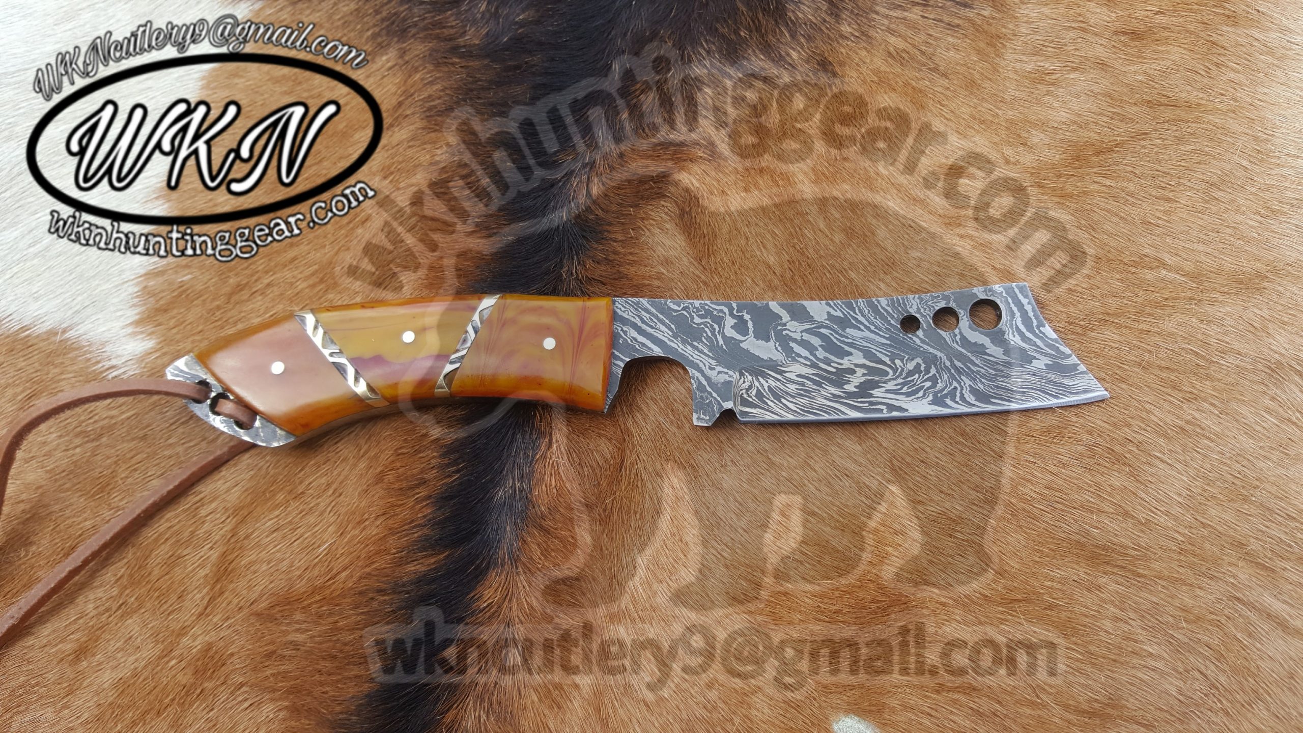 Custom Made Damascus Steel three Crosses Cowboy knives set - WKN Hunting  Gears