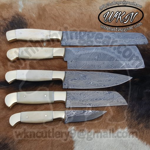 Damascus steel chef knives set