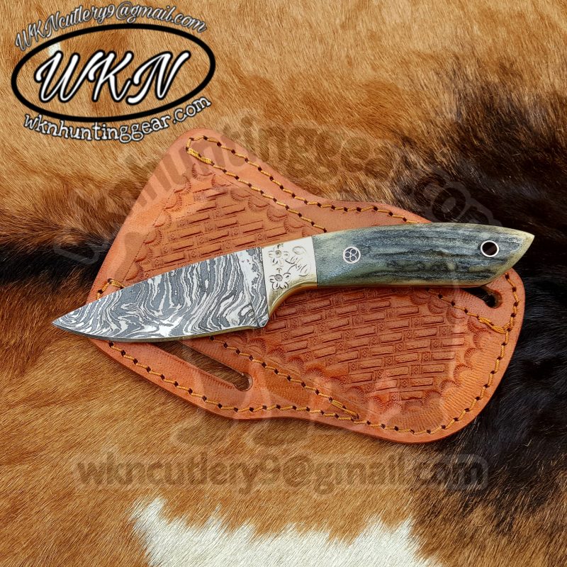 Cheap damascus steel Cowboy Knife - WKN Hunting Gears