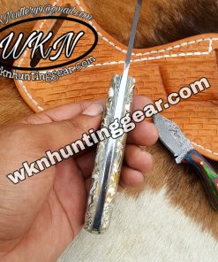 Gut hook knife made of Damascus steel - WKN Hunting Gears