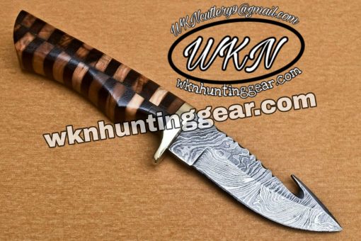 Gut Hook Skinner Knife made with Damascus Steel