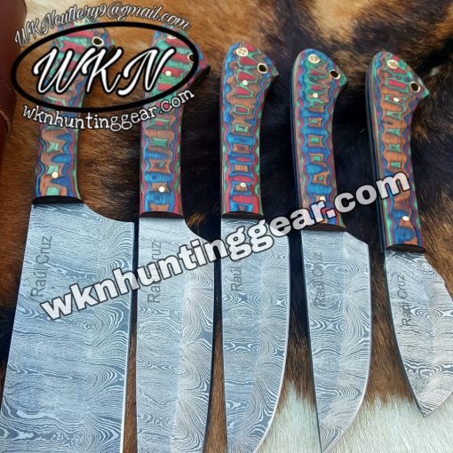 Custom Hand Made Chefs Knives Made of Damascus Steel