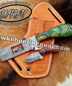 Custom Made Damascus Steel Praying Cowboy Bull Cutter Knives set..