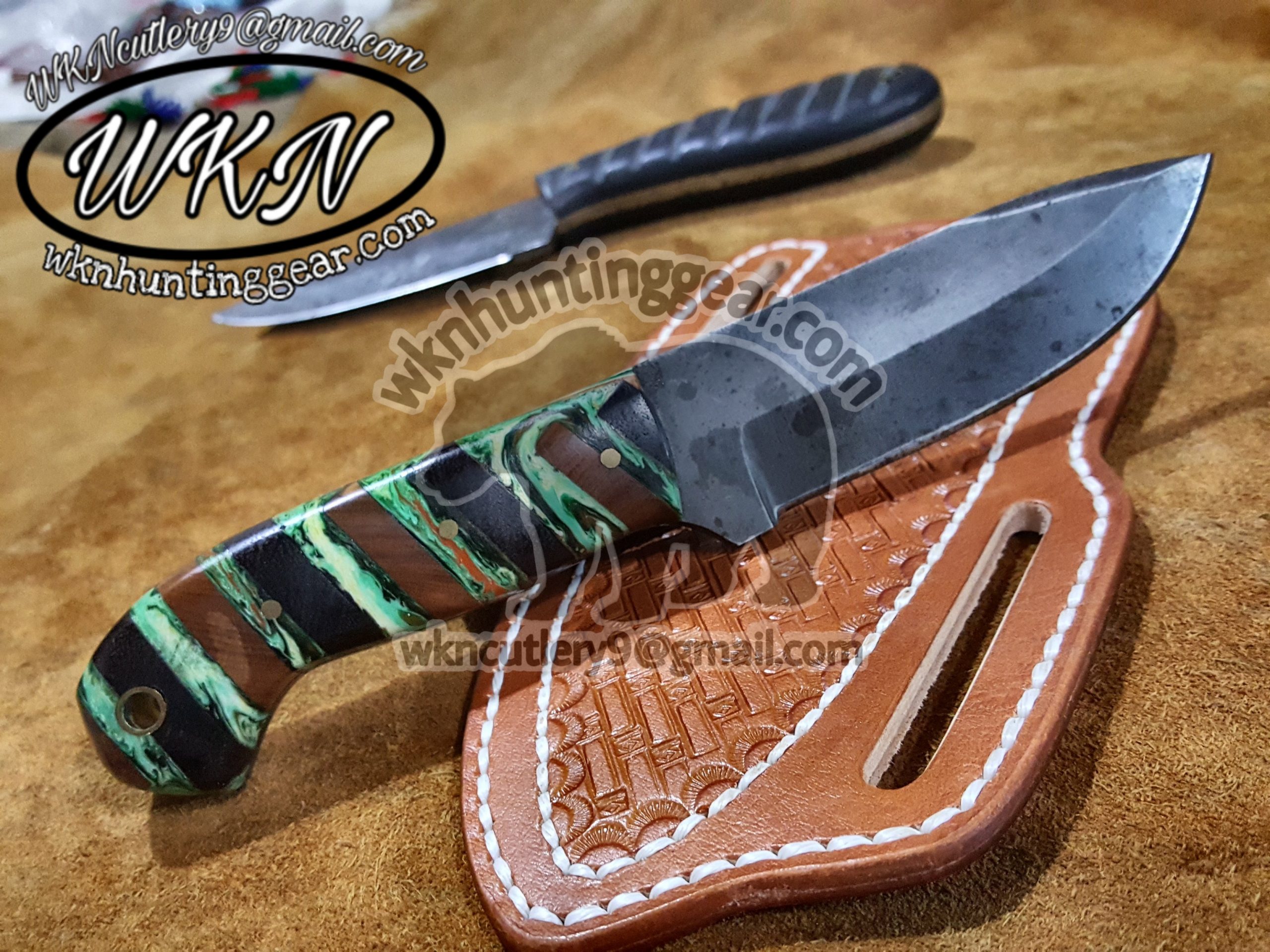 Custom Made 1095 Steel Cowboy and Skinner knives set - WKN