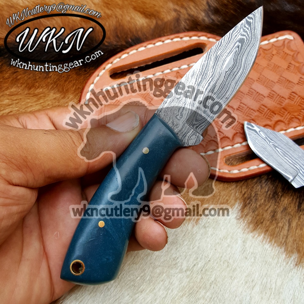 Custom Made Damascus Steel Pistol and Skinner knives set - WKN Hunting  Gears