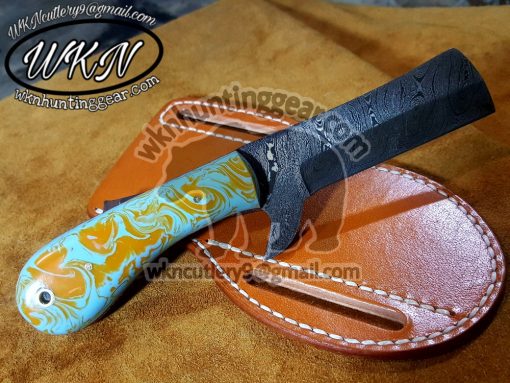 Custom Made Damascus Steel Bull Cutter and Skinner knives set...