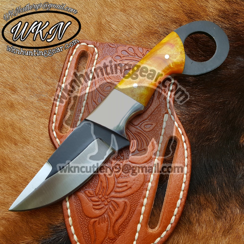 Cheap damascus steel Cowboy Knife - WKN Hunting Gears