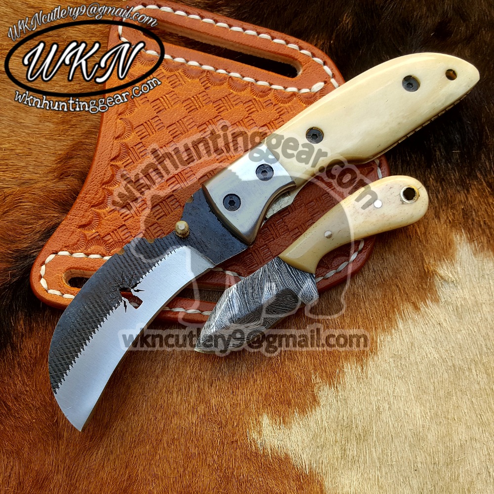 Custom Made 1095 Steel Cowboy and Skinner knives set - WKN