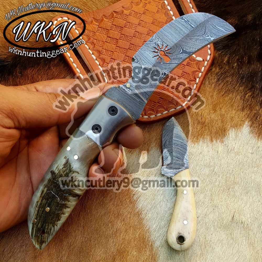 Full Damascus Folding Knife Custom Handmade Damascus Steel