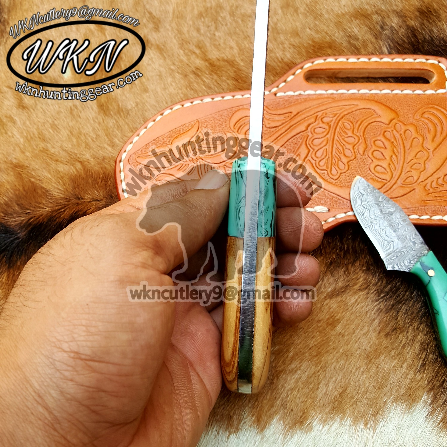 Custom Made Horse Rasp Steel Fixed Blades Cowboy and Skinner knives set  - WKN Hunting Gears