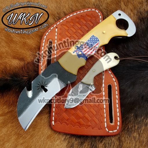 Custom Made High Carbon 1095 Steel Fixed Blades Hawksbill Lineman and Skinner knives set...