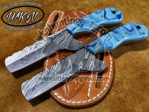 Custom Made Damascus Steel Fixed Blades Bull Cutters knives set...