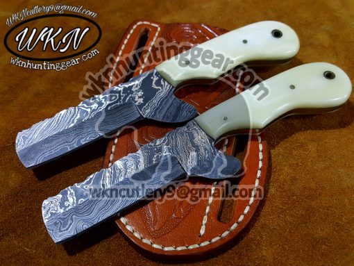 Custom Made Damascus Steel Fixed Blades Bull Cutters knives set...