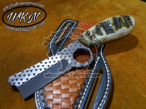 Custom Made Horse Rasp Steel Fixed Blade Pistol Cutter knife...