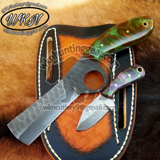 Custom Made High Carbon 1095 Steel Fixed Blades Pistol Cutter and Skinner knives set...
