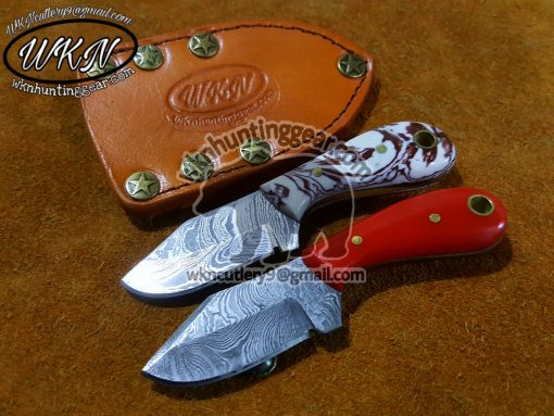 Custom Made Damascus Steel Fixed Blades Cowboy and Skinner knives set....