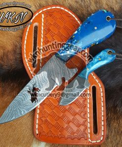 Custom Made Horse Rasp Stainless Steel Fixed Blades Western Cowboy and Skinner knives set. With Custom Initial On The Blade and Sheath Just Write Your Initial In The Note.