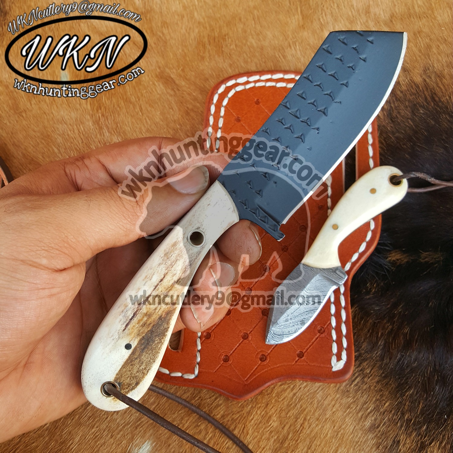 Custom Made Horse Rasp Steel Fixed Blades Cowboy and Skinner knives set  - WKN Hunting Gears