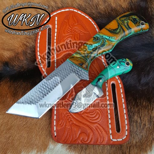 Custom Made Horse Rasp Steel Fixed Blades Cowboy Tento and Skinner knives set...
