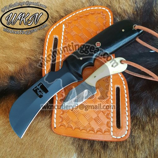 Custom Made High Carbon 1095 Steel with Powder Coated Fixed Blades Hawksbill Lineman and Skinner knives set...