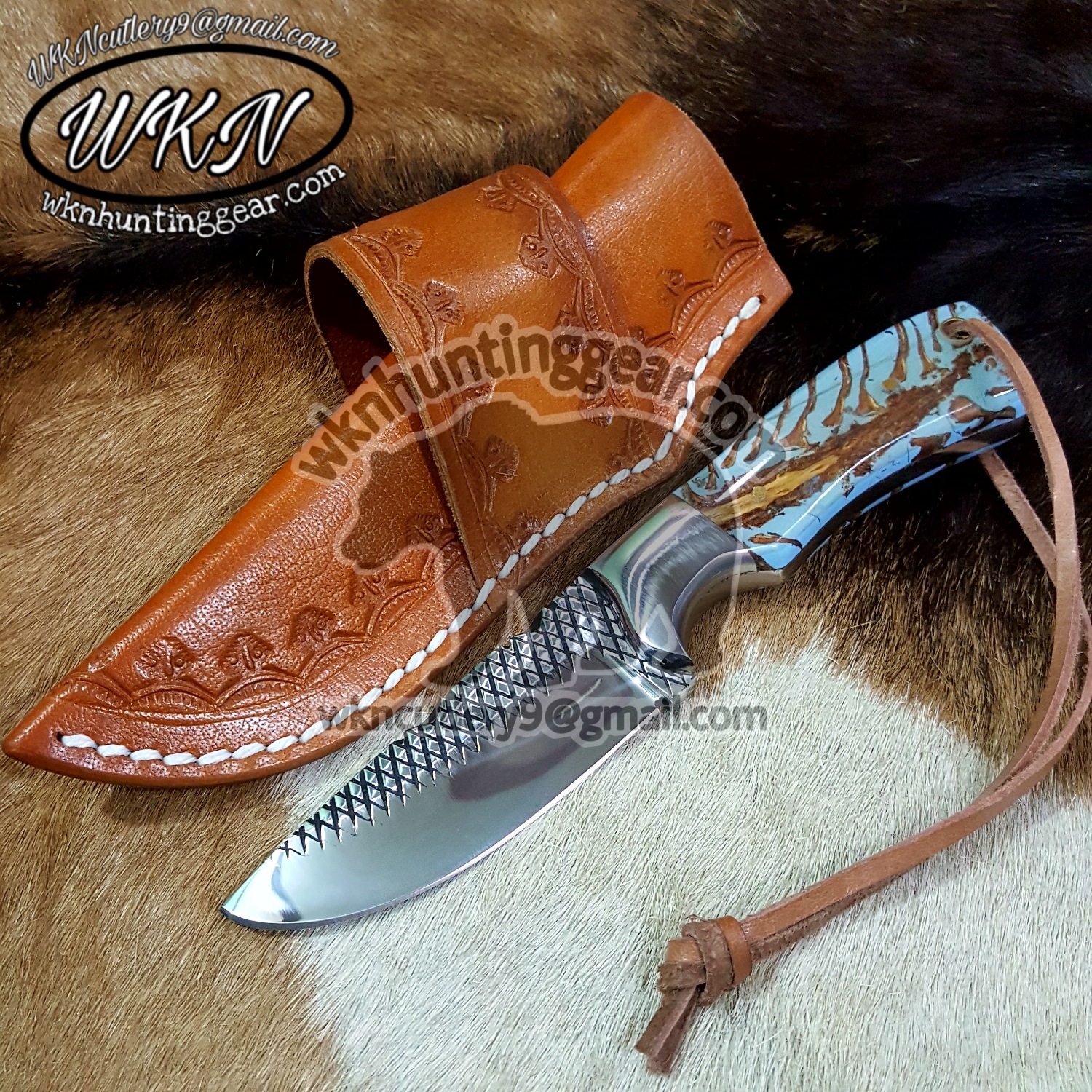 Custom Made Horse Rasp Steel Fixed Blade Cowboy Skinner knife with 