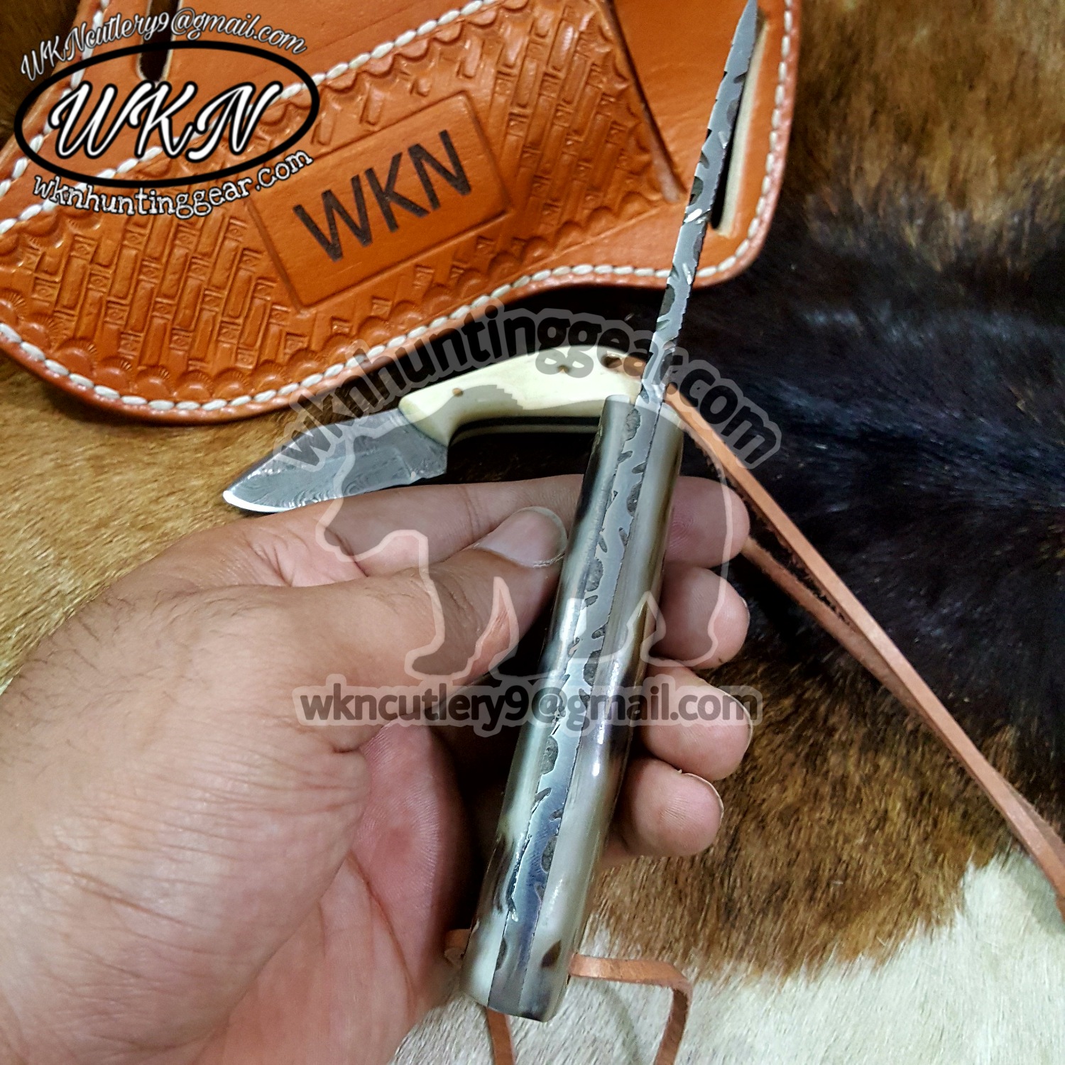 Custom Made Horse Rasp Steel Fixed Blade Cowboy Skinner knife with  Horizontal Sheath - WKN Hunting Gears