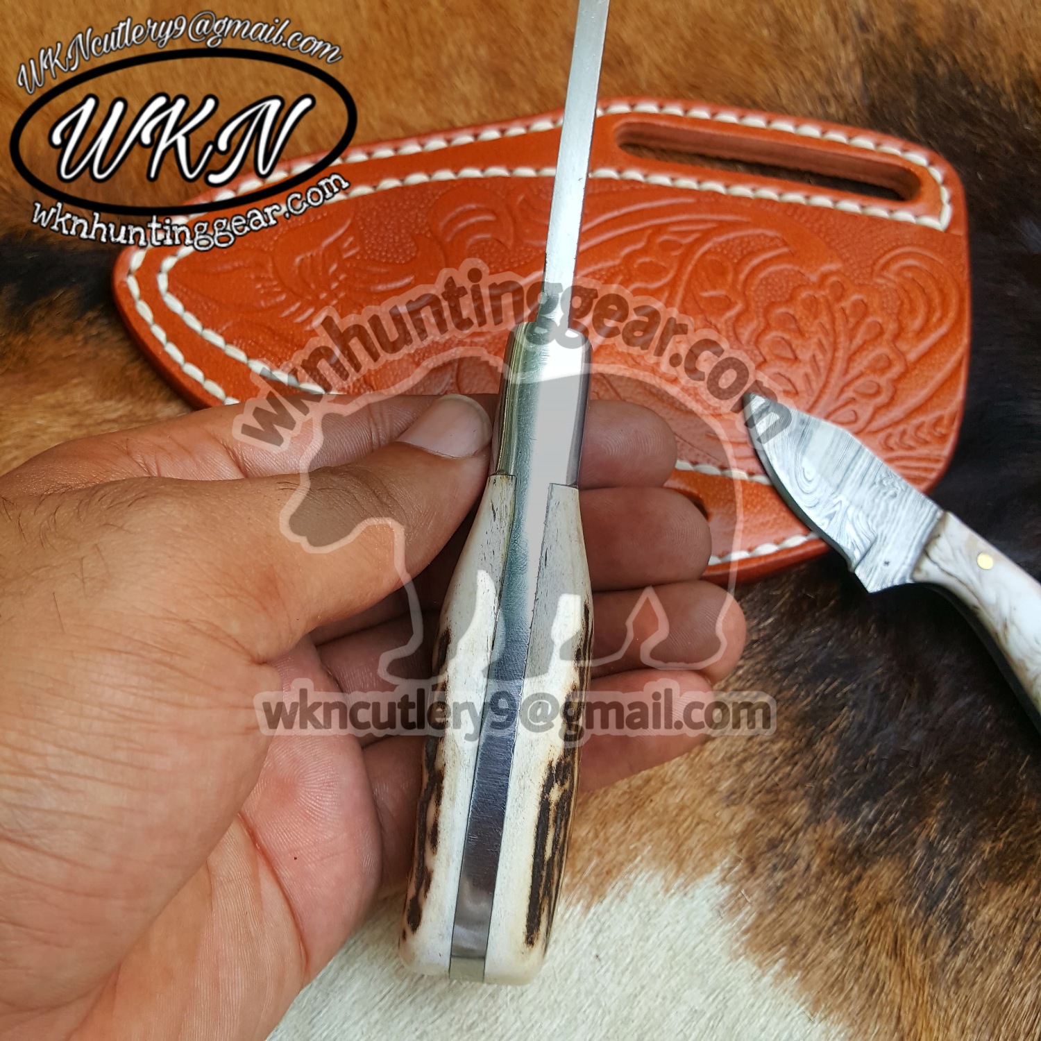 Custom Made Horse Rasp Steel Fixed Blades Cowboy and Skinner knives set  - WKN Hunting Gears