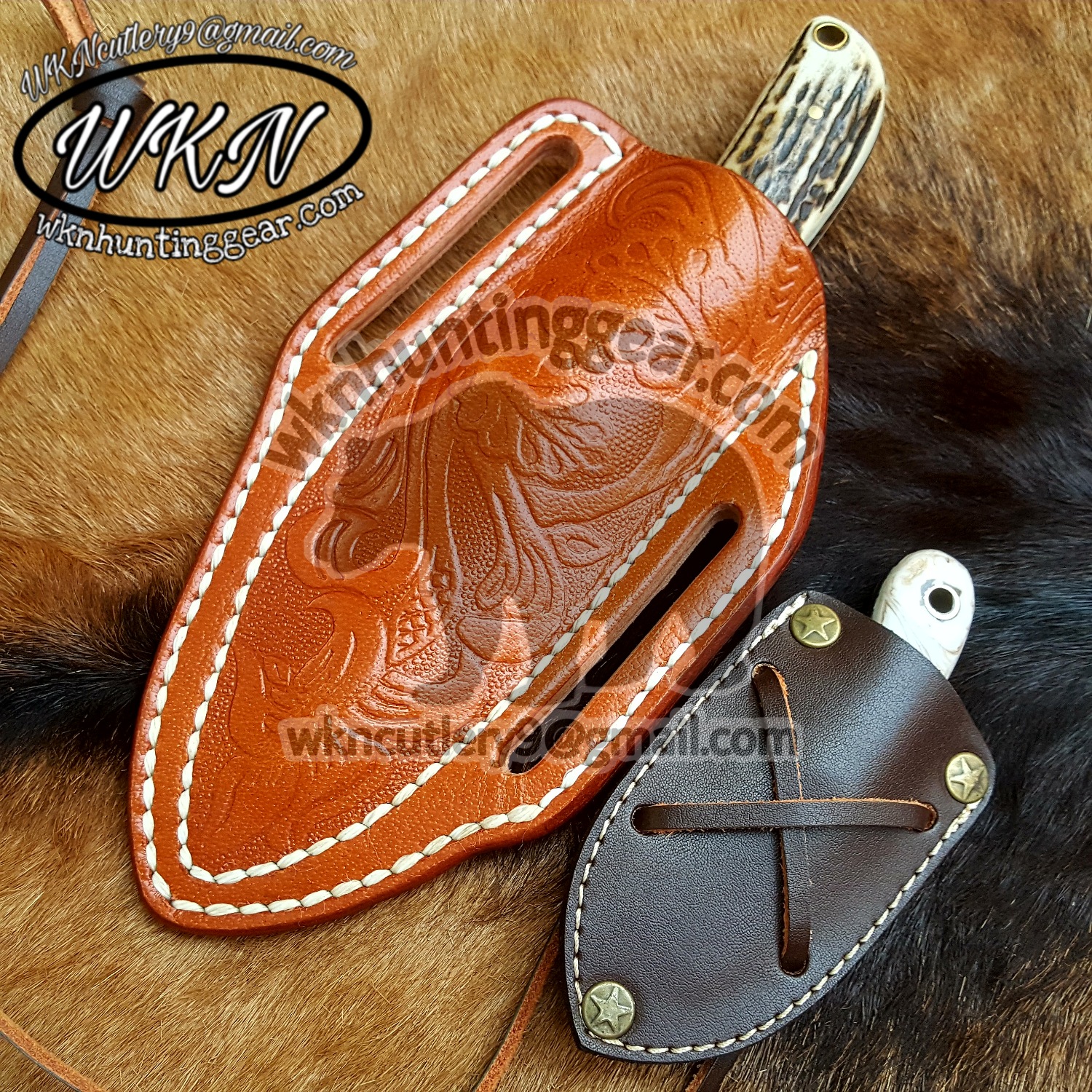 Custom Made Horse Rasp Steel Fixed Blades Cowboy and Skinner knives set  - WKN Hunting Gears