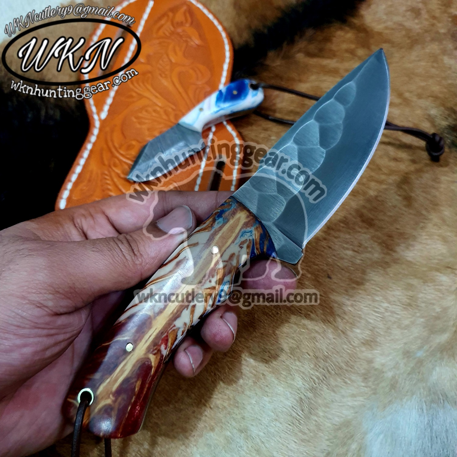 Custom Made 1095 Steel Cowboy and Skinner knives set - WKN Hunting Gears