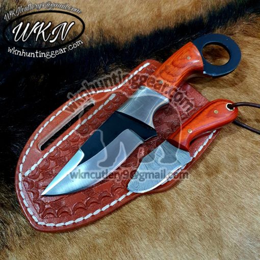 Custom Made 1095 High Carbon Steel Fixed Blades Cowboy and Skinner knives set...