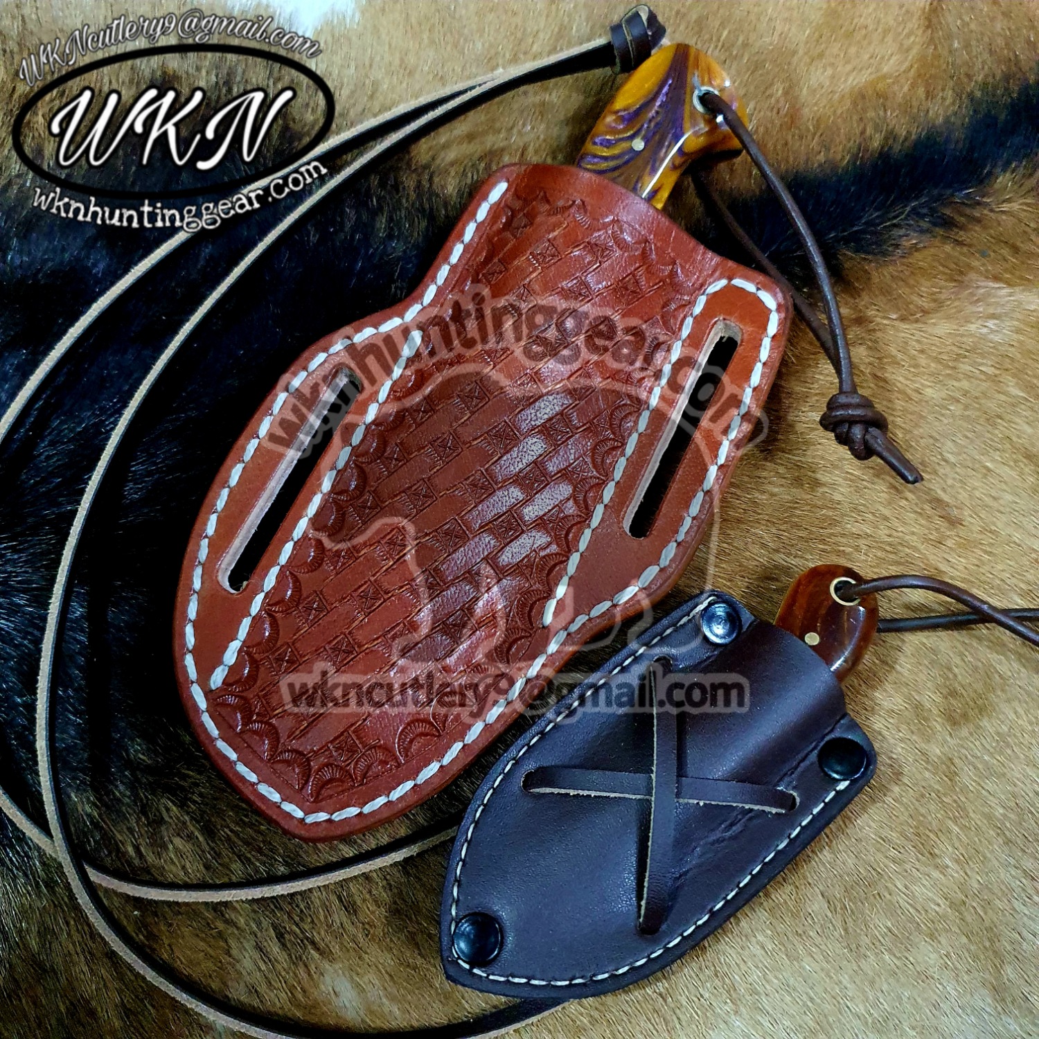 Custom Made Damascus Steel Fixed Blades Cowboy knife with Handmade Right  Hand Leather Sheath - WKN Hunting Gears