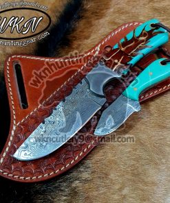 Black Smith Made With High Carbon 1095 with File Stemp Steel Fixed Blades Hawksbill Lineman and Skinner knives set... With Handmade Leather Sheaths...
