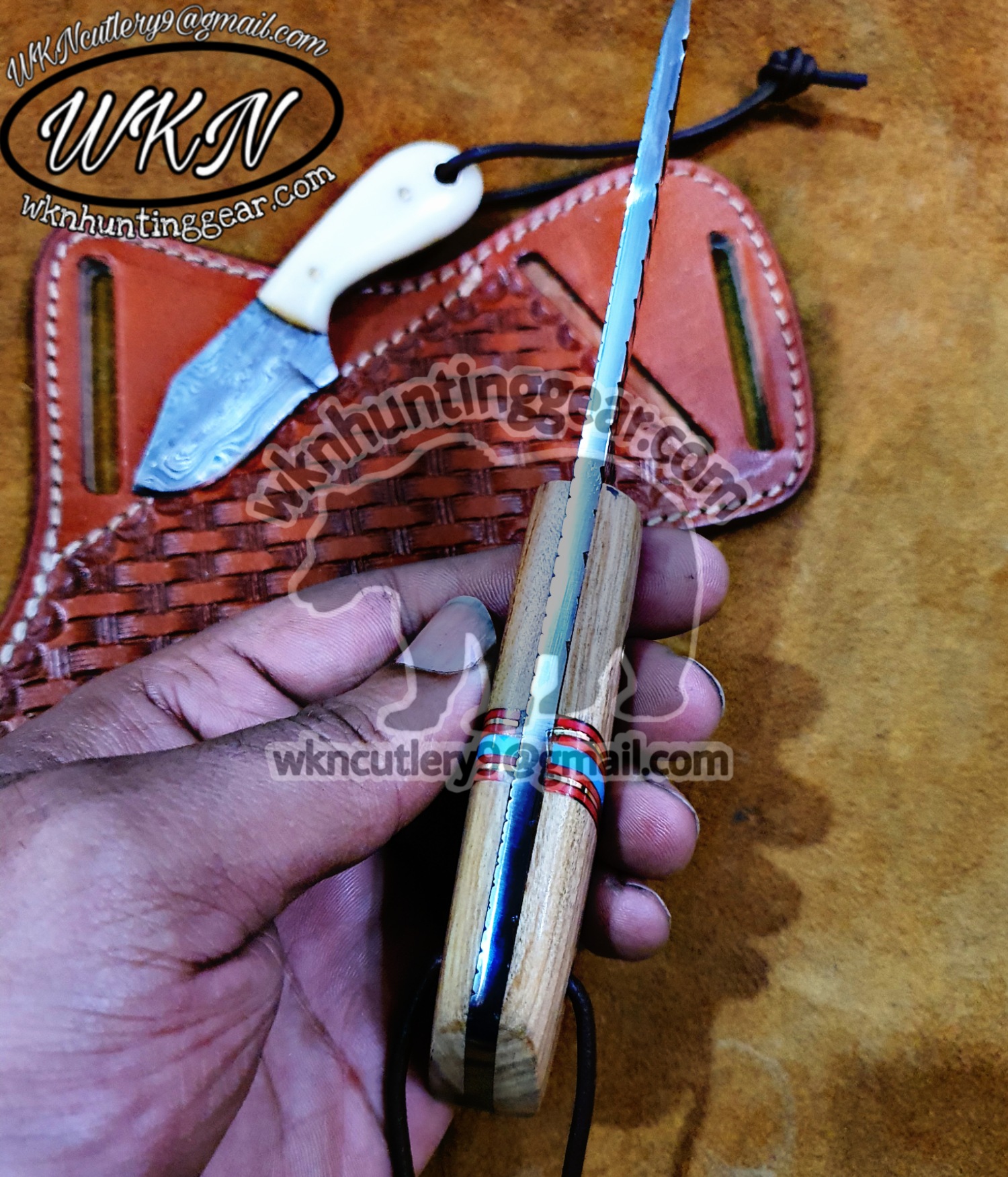 Custom Made Horse Rasp Steel Fixed Blade Cowboy Skinner knife with  Horizontal Sheath - WKN Hunting Gears