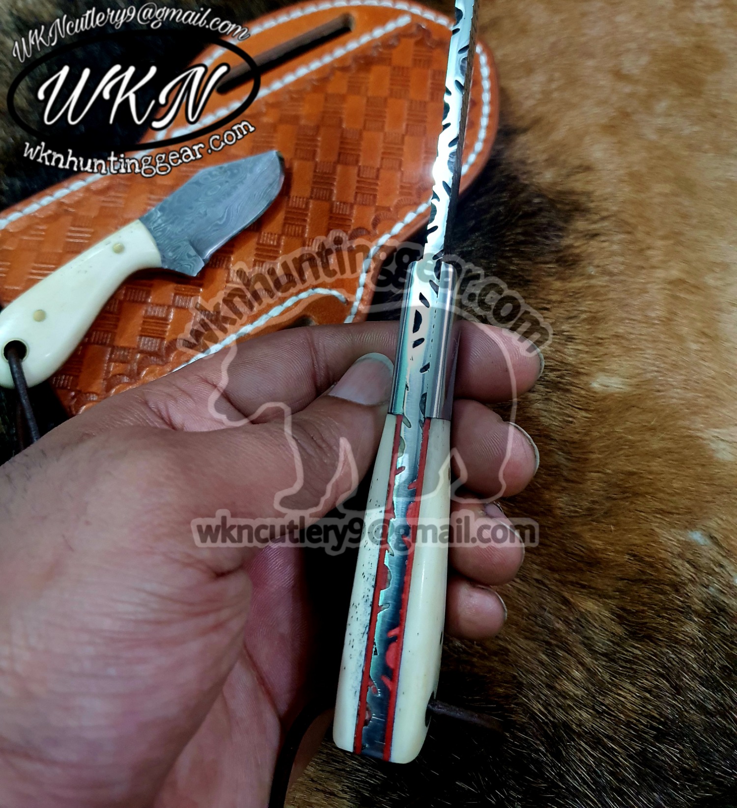 Custom Made Horse Rasp Steel Fixed Blades Cowboy and Skinner knives set  - WKN Hunting Gears