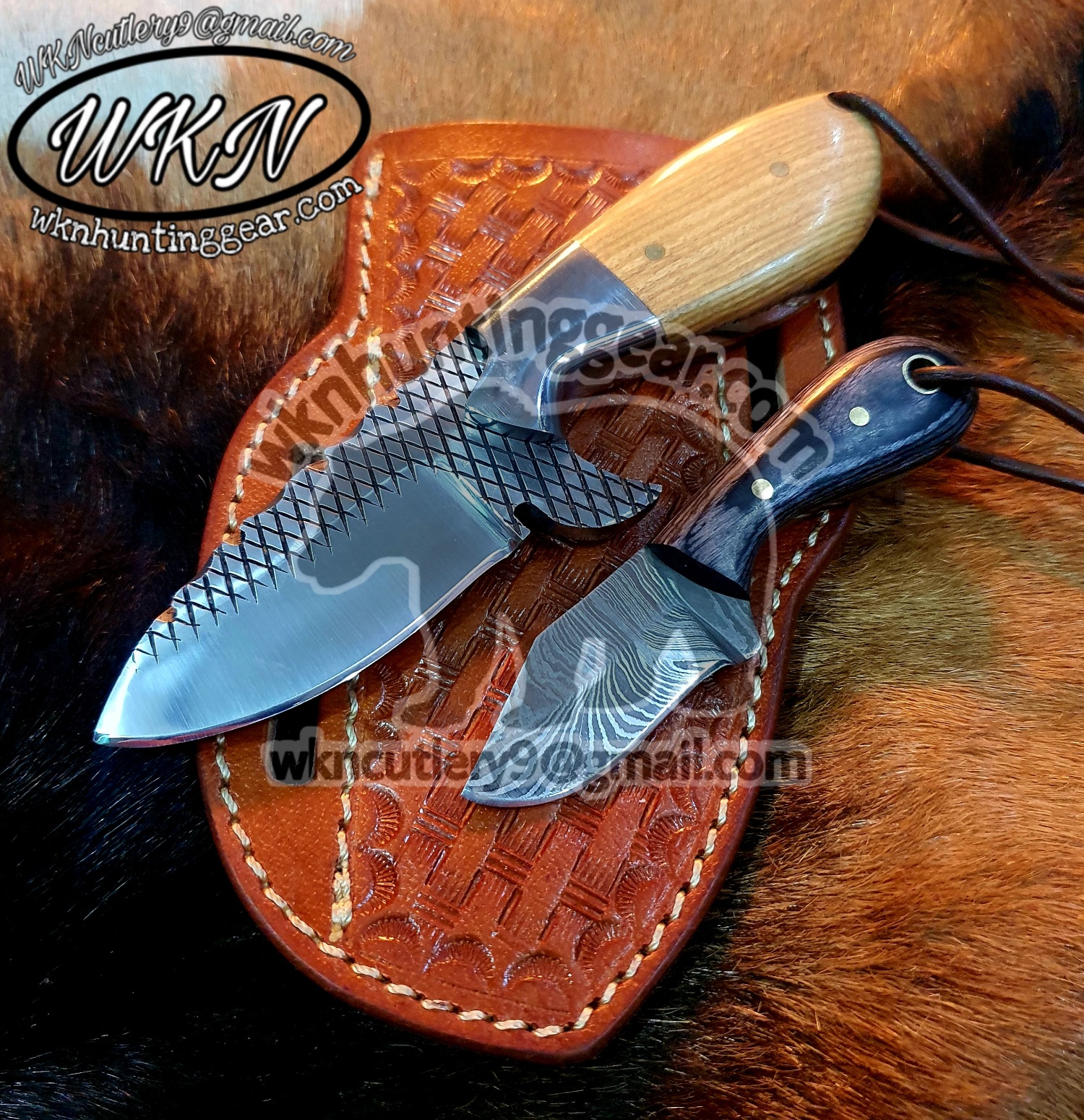 Buy one get one free knife with Leather sheathes, Cowboy, Skinner