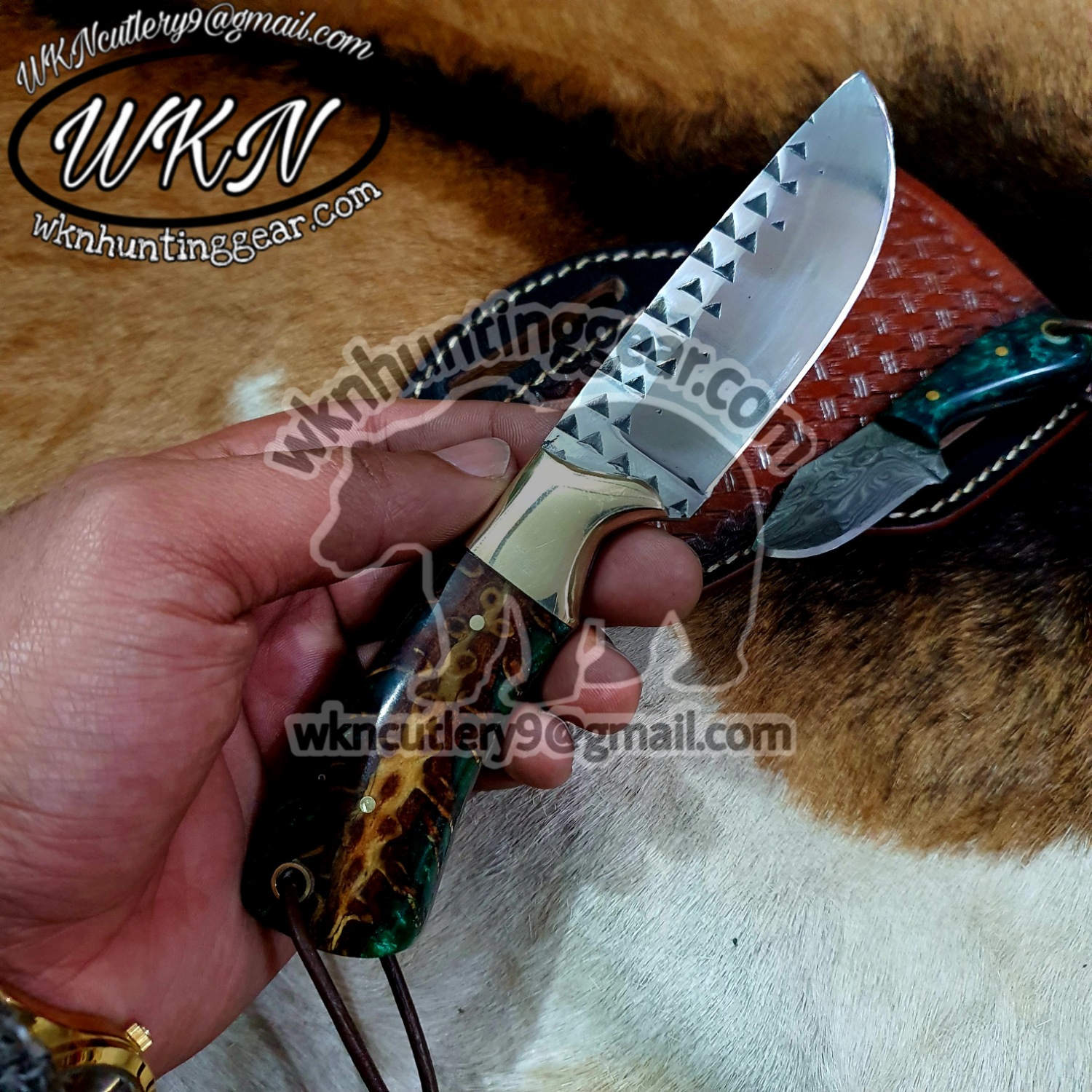 Custom Made Horse Rasp Steel Fixed Blades Cowboy and Skinner knives set  - WKN Hunting Gears