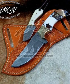 Custom Made Horse Rasp Stainless Steel Fixed Blade Bull Cutter knife... With Handmade Leather Sheath...