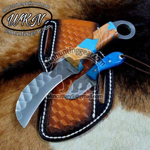 Custom Made 1095 High Carbon Steel Fixed Blades Hawksbill Lineman and Skinner knives set...