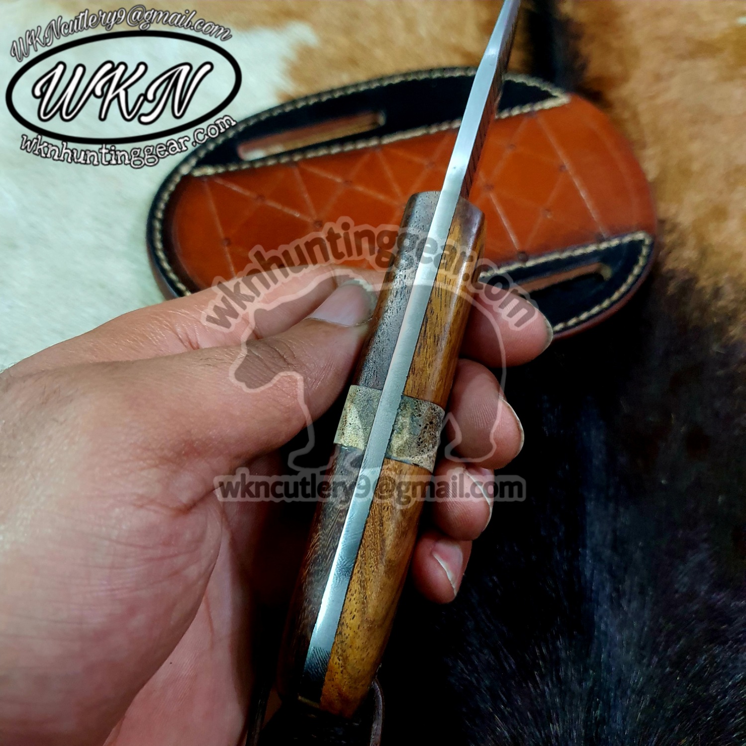 Custom Made Horse Rasp Steel Fixed Blade Cowboy Skinner knife with  Horizontal Sheath - WKN Hunting Gears