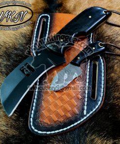 Custom Made Damascus Steel Fixed Blades Hawksbill Lineman and Skinner knives set...