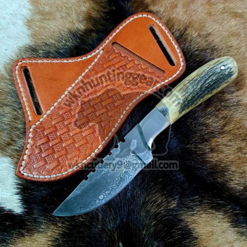 Custom Made Damascus Steel Fixed Blades Cowboy and Skinner knife...