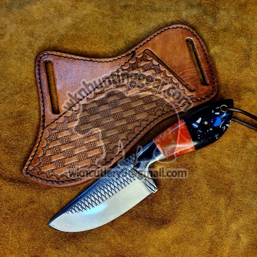 Custom Made Horse Rasp Stainless Steel western cowboy knife. With Right Handed Sheath To Rast On Back Belt...