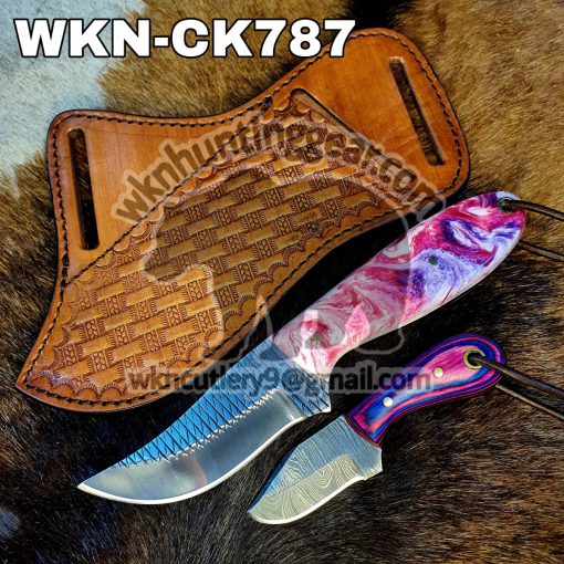 Custom Made Horse Rasp Stainless Steel Fixed Blades Western Cowboy knives set. With Right Handed Sheath To Rast On Back Belt.