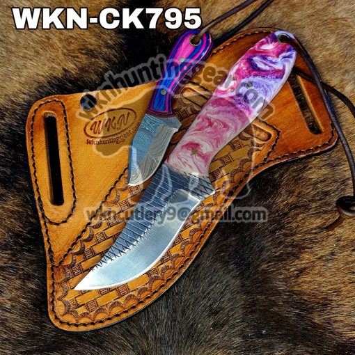 Custom Made Horse Rasp Stainless Steel Fixed Blades Cowboy and Skinner knives set. With Right Handed Sheath To Rest On Back Belt. The Sheath Hold Both knives.