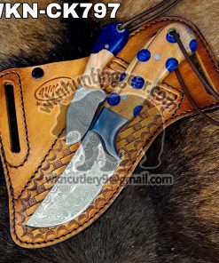 Bowie Knife Set Damascus Steel Blade Wild West Cowboy Mess K