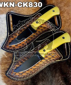 BOGO OFFER. Custom Made 1095 High Carbon Steel With Powder Coated Fixed Blades Cowboy and Skinner knives set. With Right Handed Sheaths To Rest On Back Belt.