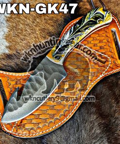 8.5'' Full Tang Gut Hook Damascus Hunting Knife Wood and Bone Handle –  Panther Wholesale
