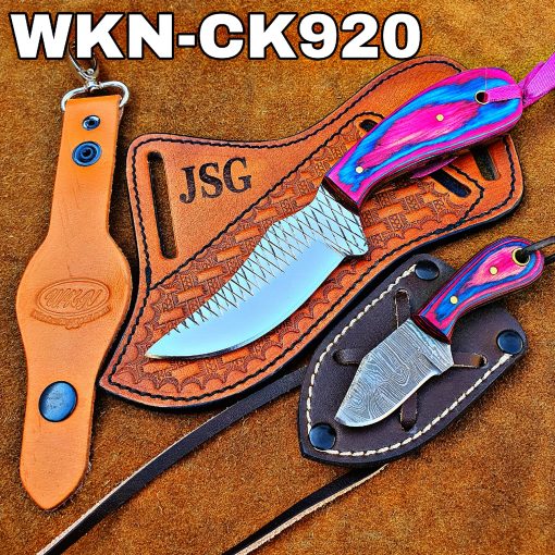 Custom Made Horse Rasp Stainless Steel Fixed Blades Western Cowboy and Skinner knives Set With Custom Initial On The Blade and Sheath Just Write Your Initial In The Note...