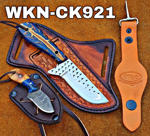 Custom Made Horse Rasp Stainless Steel Fixed Blades Western Cowboy and Skinner knives Set With Custom Initial On The Blade and Sheath Just Write Your Initial In The Note...