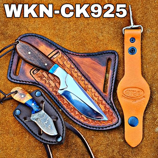 Custom Made D2 Stainless Steel Fixed Blades Western Cowboy and Skinner knives Set With Custom Initial On The Blade and Sheath Just Write Your Initial In The Note...